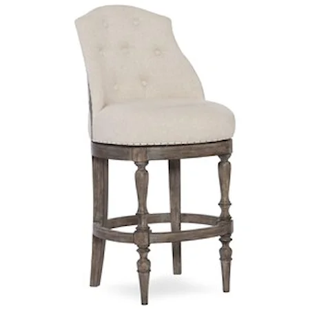 Kacey Traditional Deconstructed Swivel Counter Stool